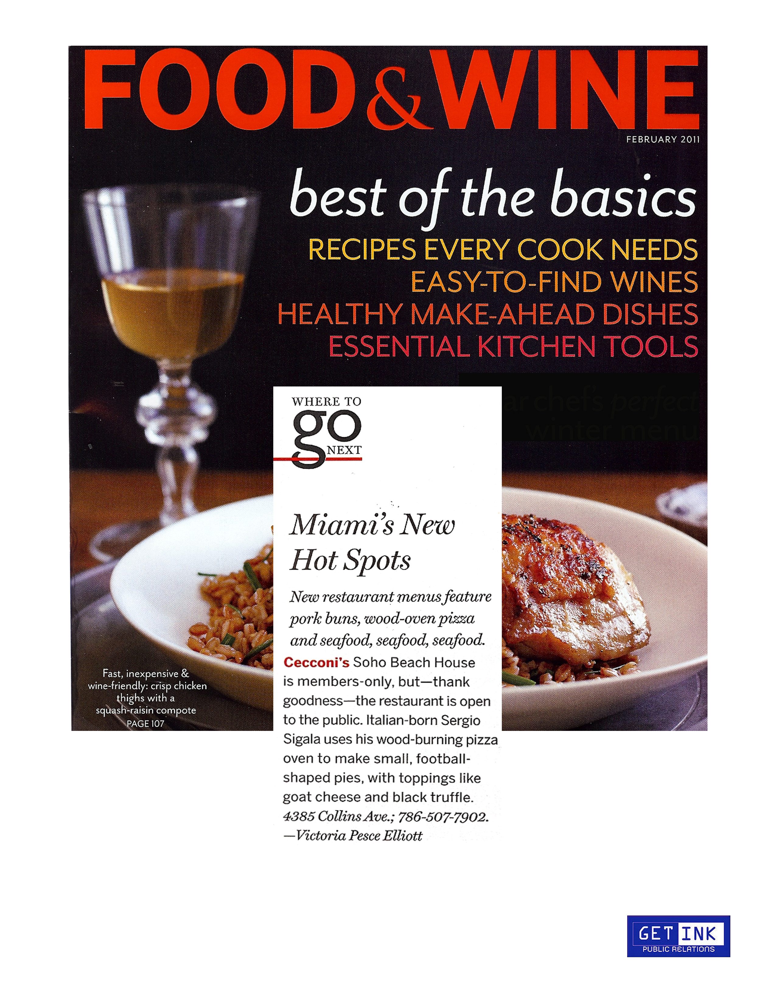 Cecconi's Miami Soho Beach House Food & Wine Magazine - Get Ink PR