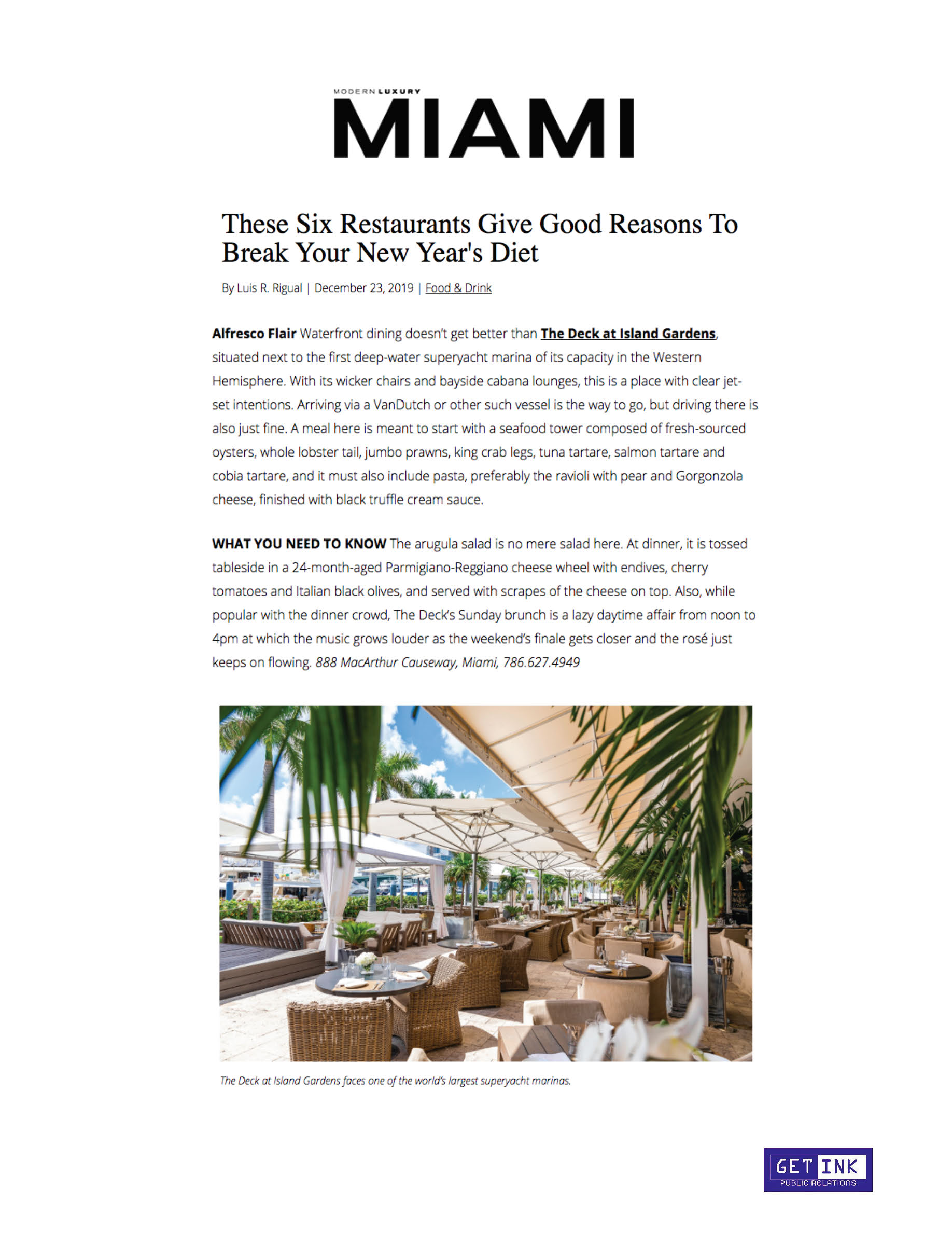 The Deck at Island Gardens Miami Magazine - Get Ink Pr